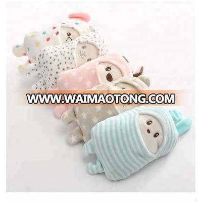 Cartoon Animal Coral Fleece Baby Receiving Swaddle Blanket Soft Bedding Sleeping